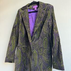 Suzanne Somers Velvet Paisley Print Trench Coat - 10
